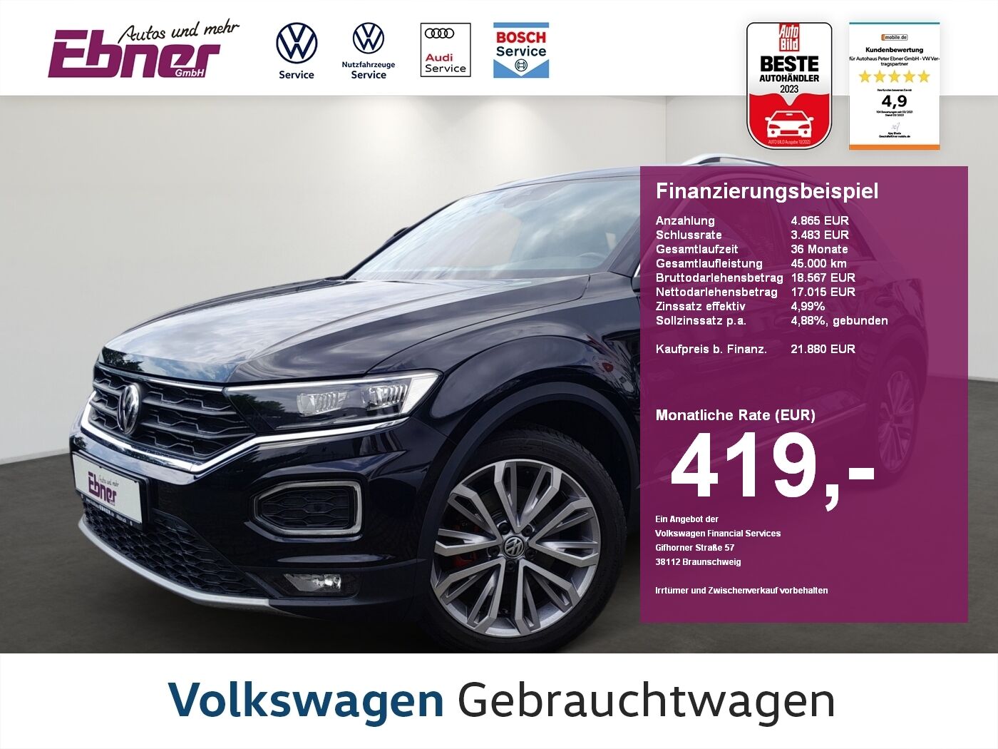 VW T-Roc SPORT 2.0TSI 4MOTION DSG ACC+NAVI+APP+LED+