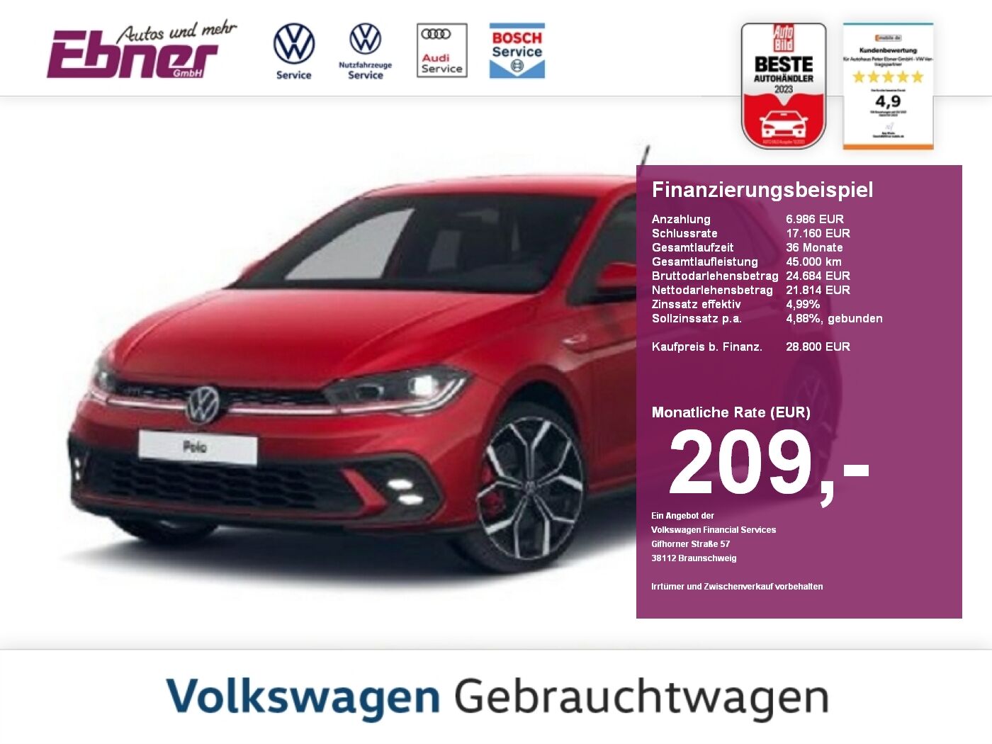 VW Polo GTI 2.0TSI 207PS DSG ACC+MATRIX+KEYLESS+PAR