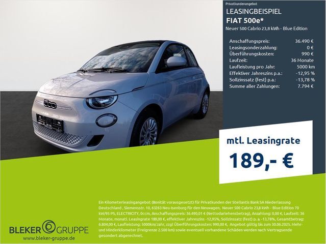 Fiat 500e Neuer 500 Cabrio 23,8 kWh - Blue Edition