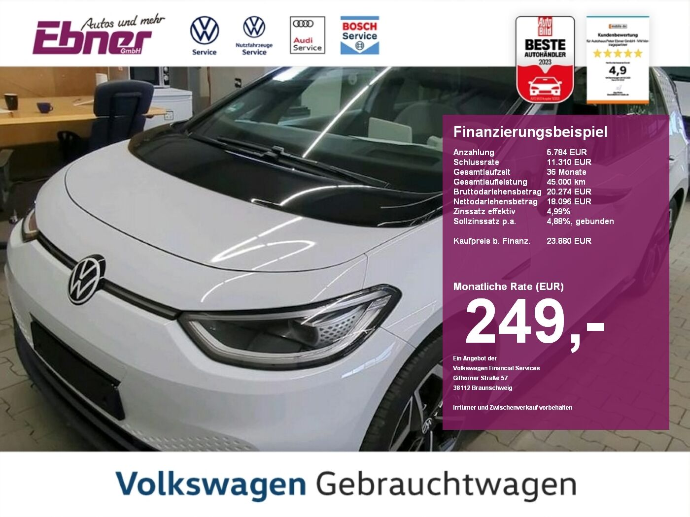 VW ID.3 PRO TECH 62KW/h NP:49tEUR! HEAD-UP+PANO+MAT