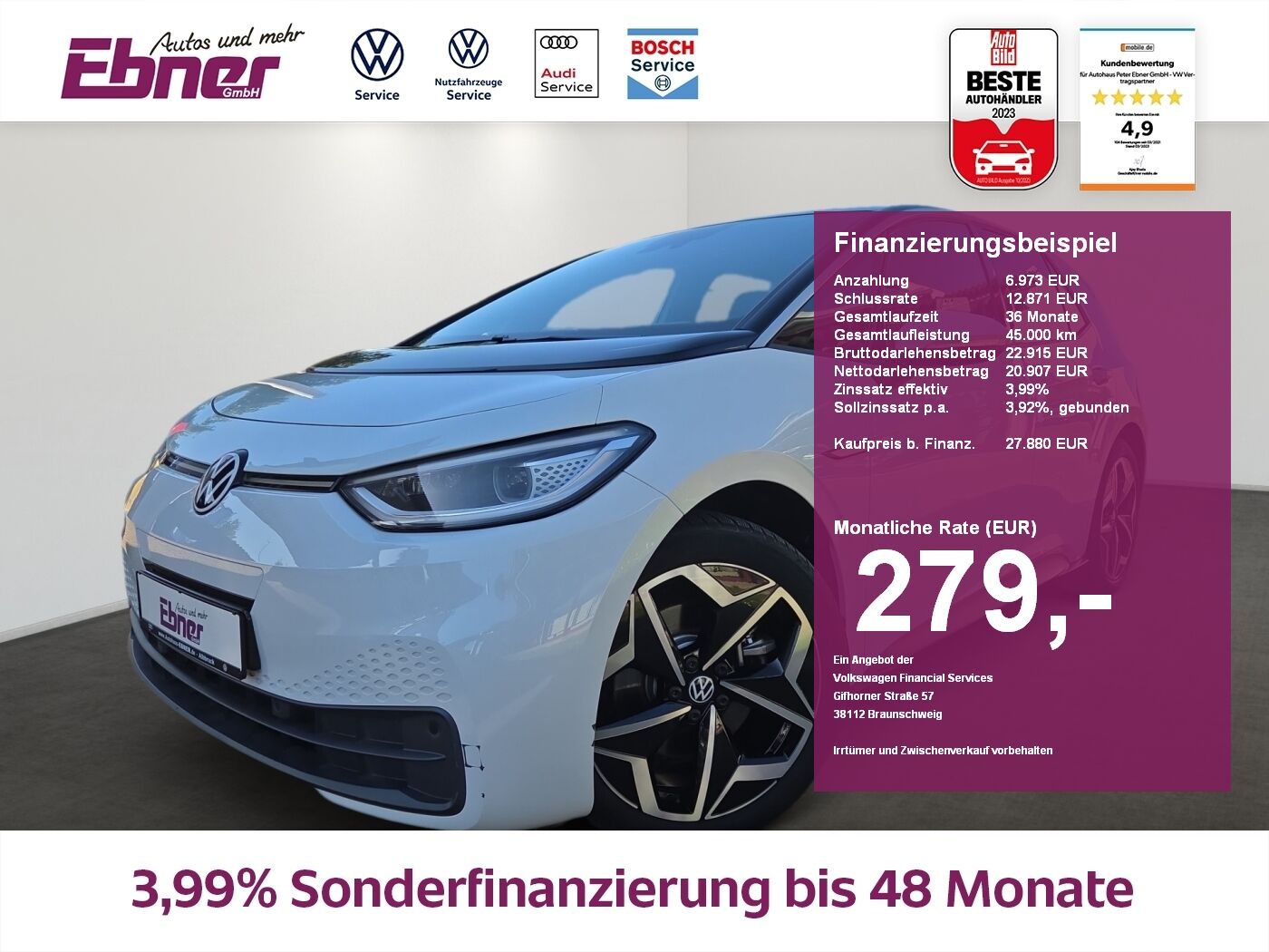 VW ID.3 PRO S 82KW/h 546KM HEAD-UP+WPUMPE+MATRIX+KE