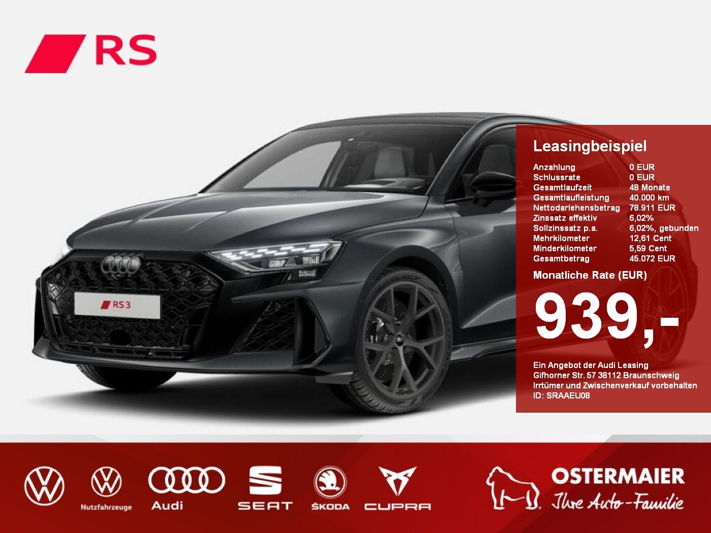 Audi RS 3 Sportback S tronic VMAX280.RS Abgasanlage.M