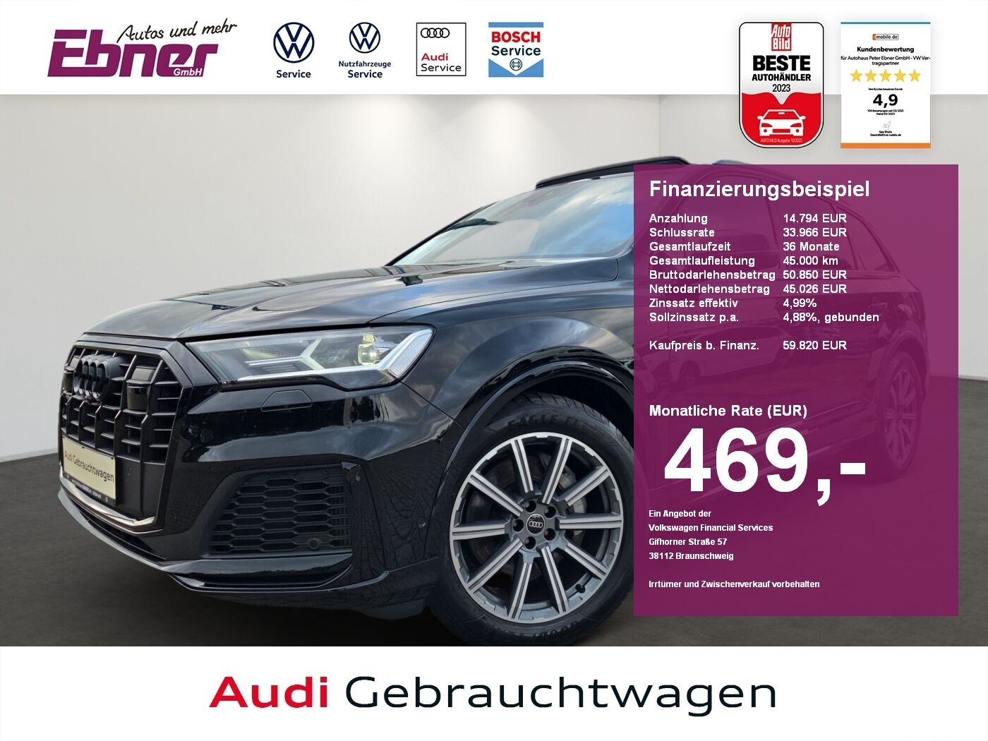 Audi Q7 S-LINE 55TFSI LUFT+PANO+HEAD-UP+AHK+MEMORY+KE