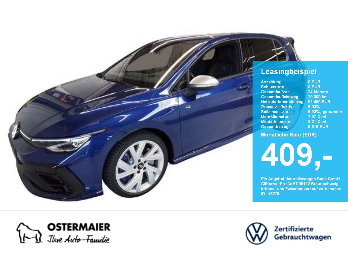 VW Golf VIII R 2.0TSI 333PS DSG 4M NP.76T AKRAPOVIC