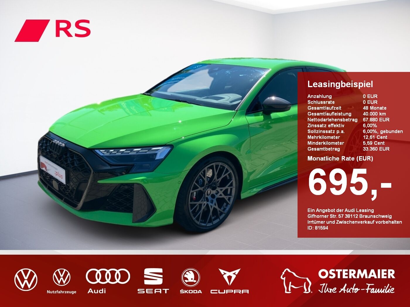 Audi RS3 Sportback 2.5TFSI 400PS S tronic quattro. RS